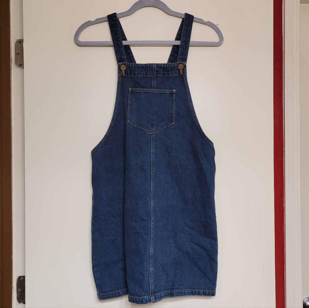 Twik Simons Denim Pinafore Overall Mini Dress Size Small